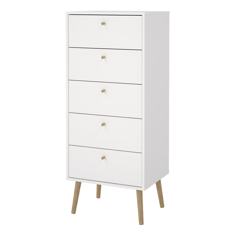 Crugers 50.2cm W 5 - Drawer Chest of Drawers, White