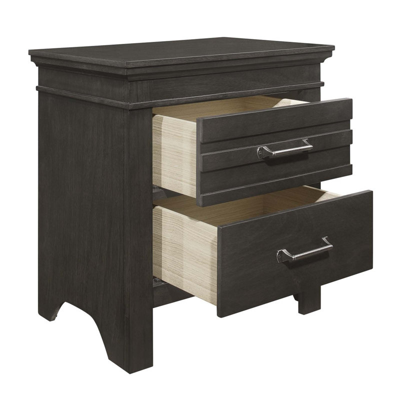 Table de chevet transitionnelle 1pc table de chevet avec glissières centrales gris anthracite