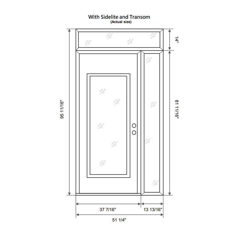 Panneau d'entrée en acier argenté blanc / blanc avec porte latérale avant et traverse, Droite, L 51,25 po x H 95,69 po
