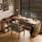 Solid wood desk and lattice bookcase are Combined into one-1492822381-1492822379