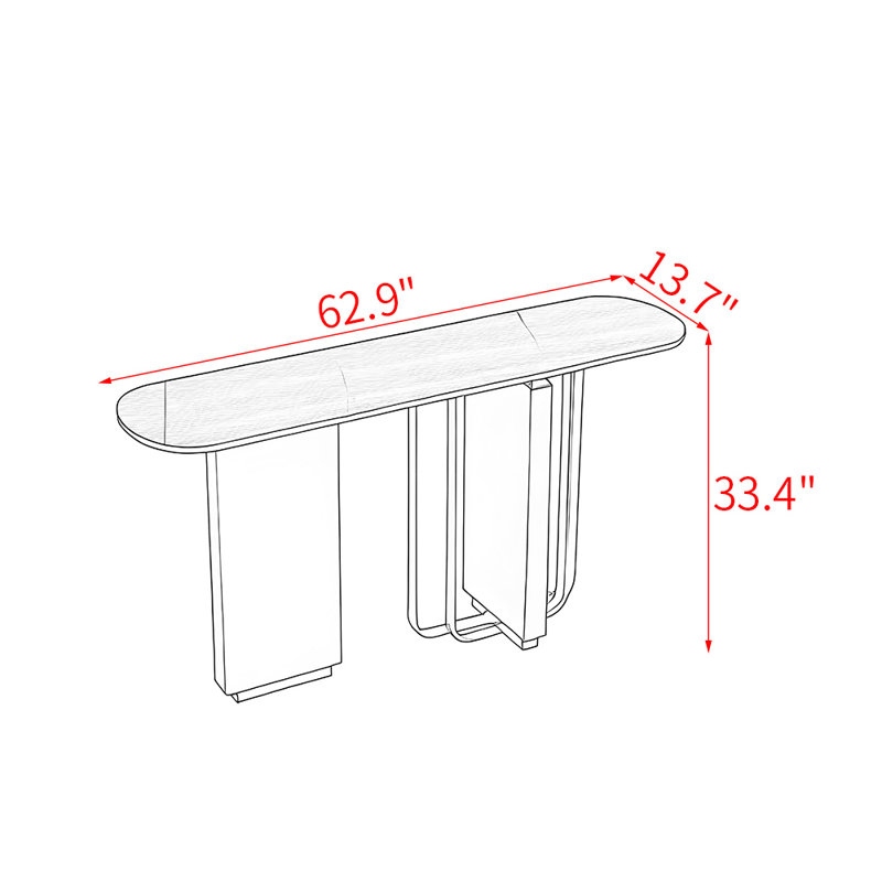 Console Modern Luxury, H 33,4 po x l 62,9 po x P 13,7 po, Noir / brun