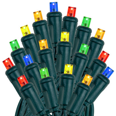 70 Light Pure LED Christmas Mini String Light Set, UL Listed Indoor/Outdoor, Green Wire, 35 Feet