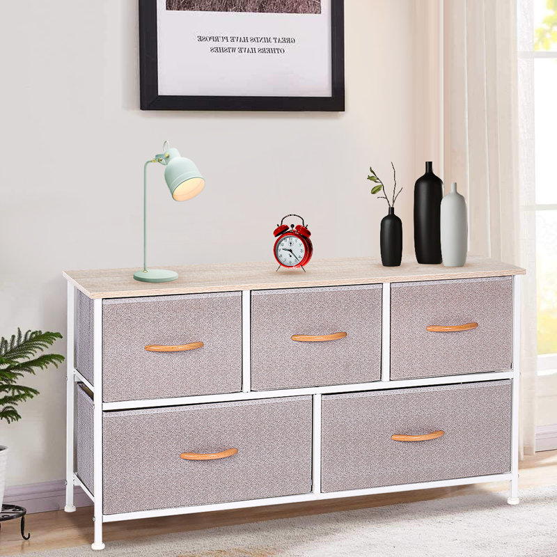 Commode à 5 tiroirs Hailsham, Crème