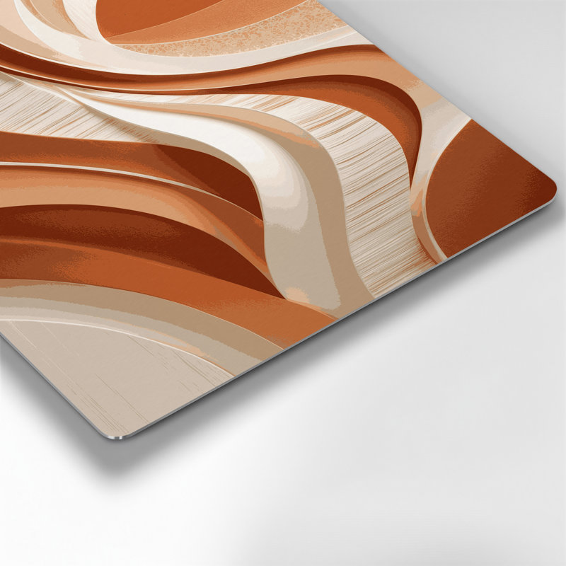 Abstrait paysage 13, art mural en métal beige, H 11 po x l 14 po