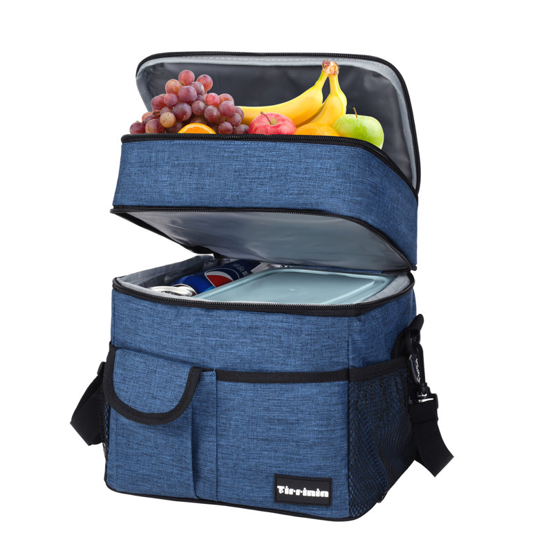 Boîte à lunch à double couche Tirrinia, sac à lunch réutilisable, sac à lunch, Bleu