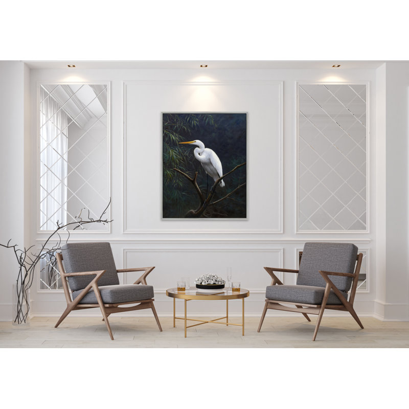 The Elegant Egret Painting, Silver