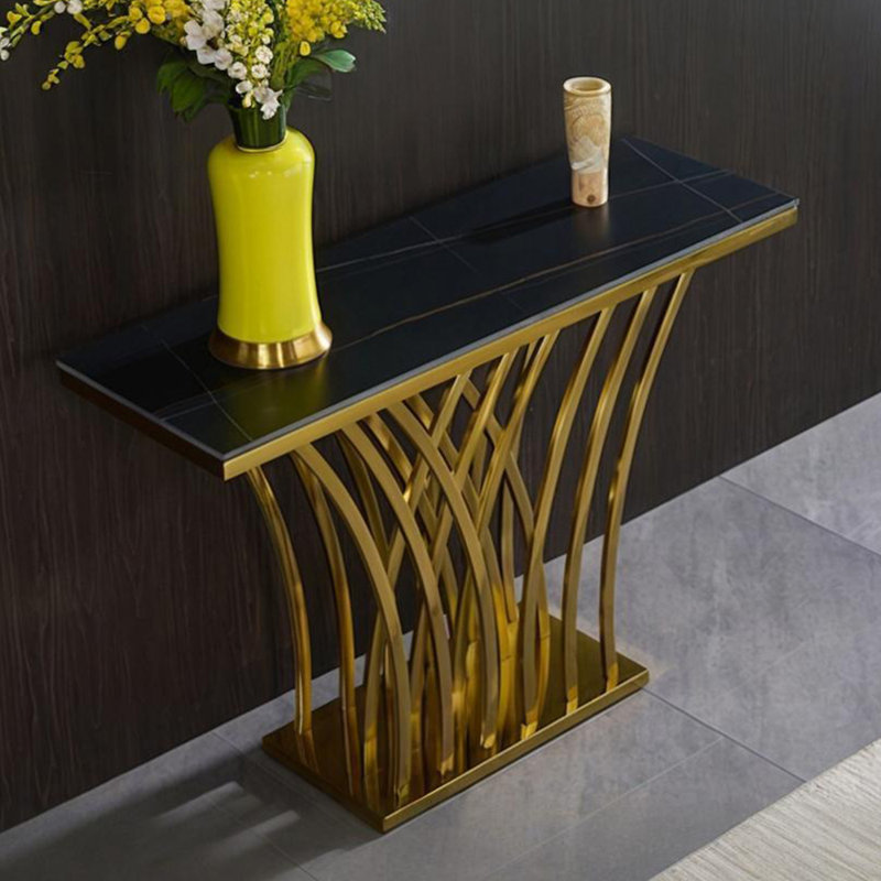 Console luxueuse de style italien, Noir, H 32,3 po x l 55,1 po x P 15,7 po