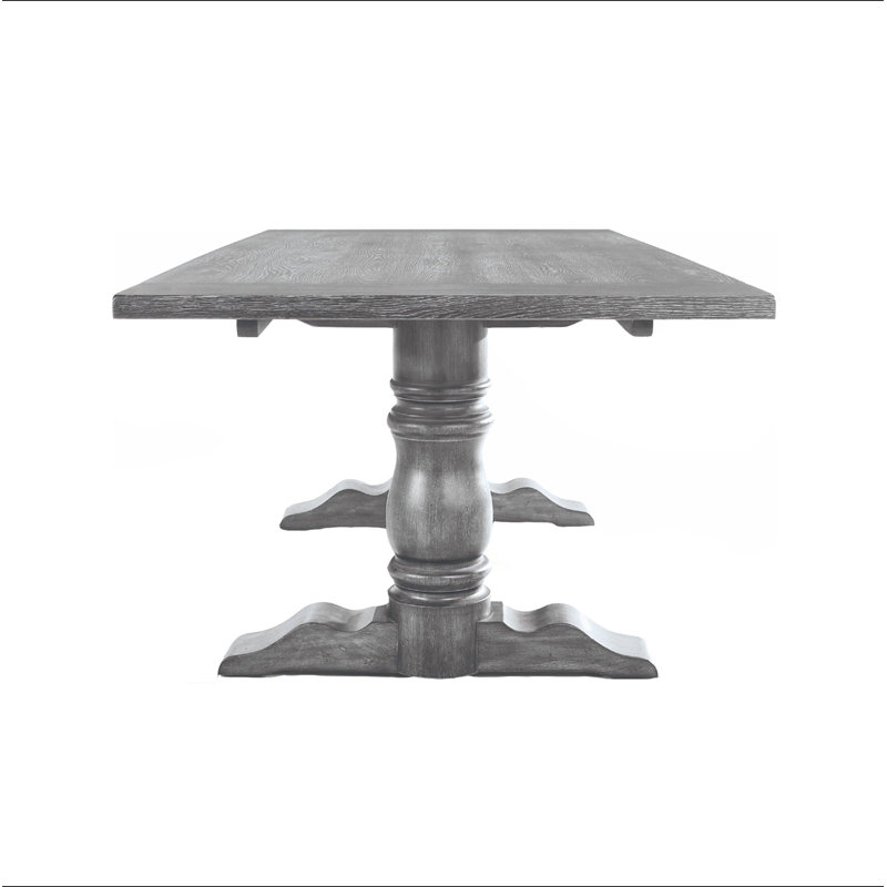 Rectangular Trestle Table with Double Turned Pedestal