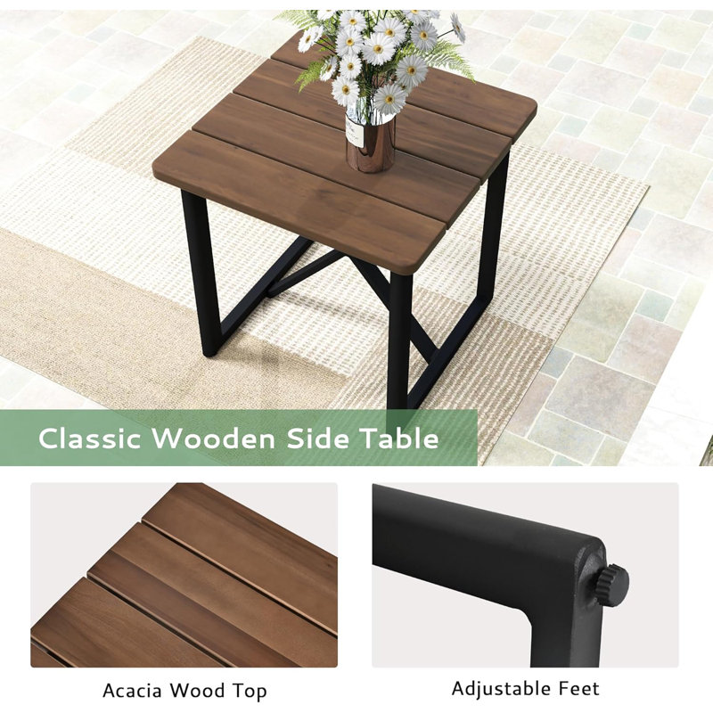 Table d'appoint d'extérieur en bois pour patio