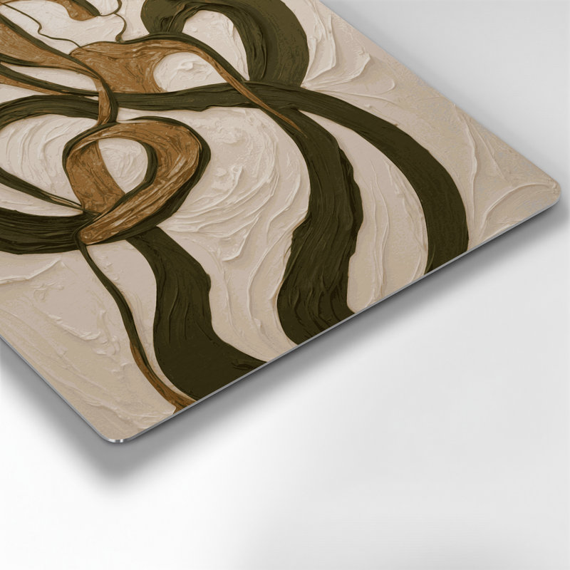 Art mural abstrait en métal beige 47, H 12 po x l 12 po