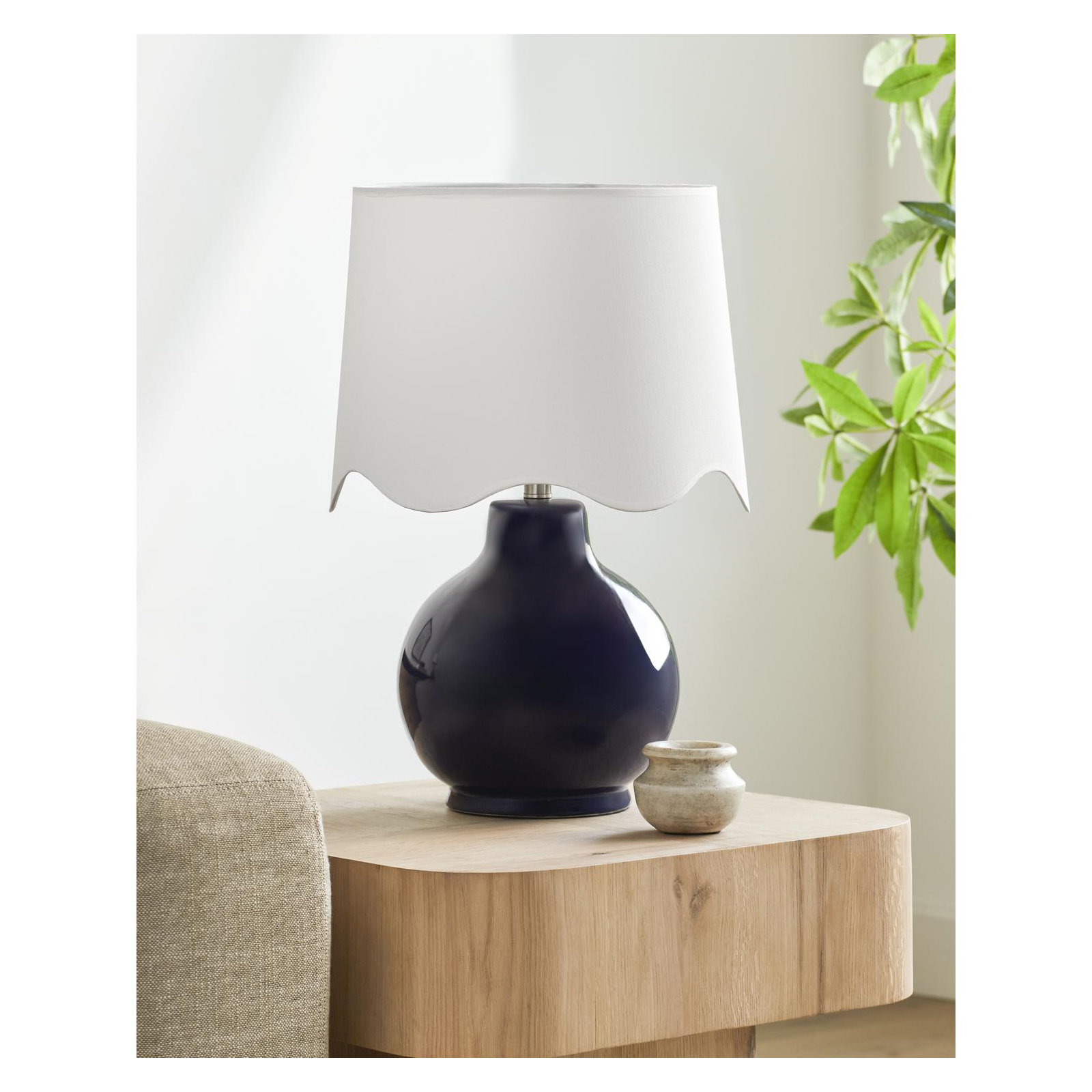 Maura Accent Table Lamp, Navy, White, 22"H x 15"W x 15"D