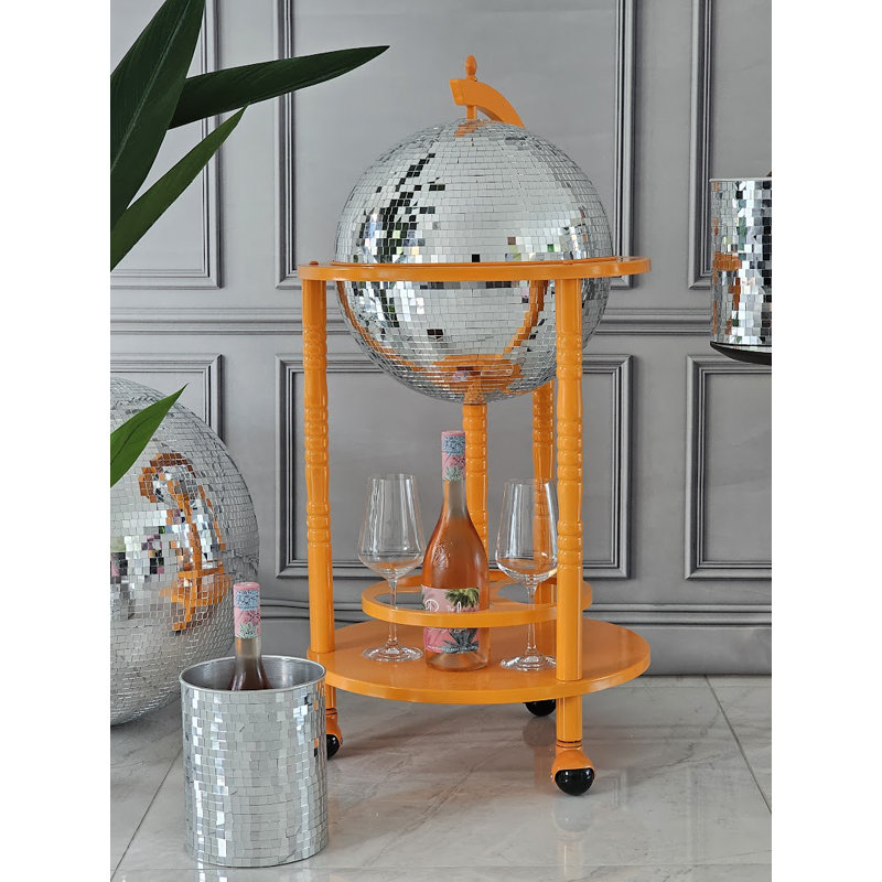 Metal Globe Bar, Orange/Silver 