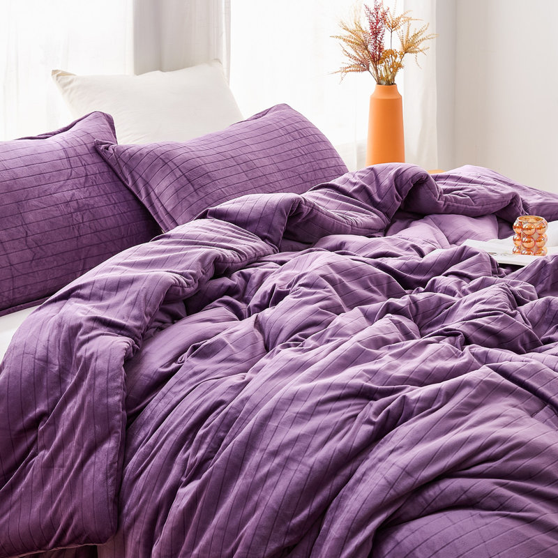 Ensemble d'édredon surdimensionné Coma, Édredon pour très grand lit + 2 taies décorativ, Mauve