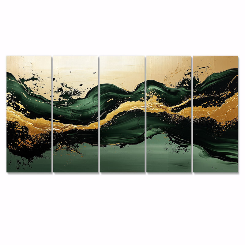 Gillis - Marble Wall Art - ensemble de décoration murale moderne, H 32 po x l 80 po, 5
