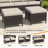3-Piece Patio PE Wicker Outdoor Conversation Set with Loveseat, 2 Ottomans & Beige Cushions-1575838798