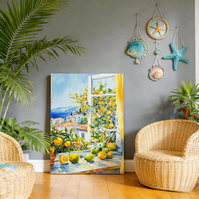 «Vintage Yellow Lemon», art mural en bois à l'arrière, 30 L x 20 l