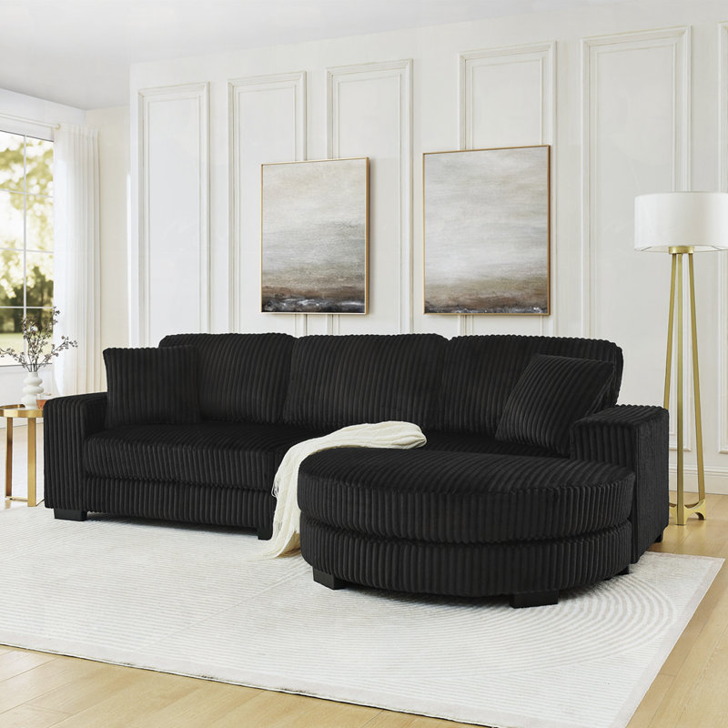 Canapé modulaire en L convertible, Noir