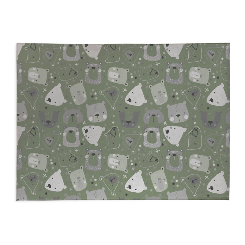 Bear Face Kids Play Mat, Rectangle 3' x 5'