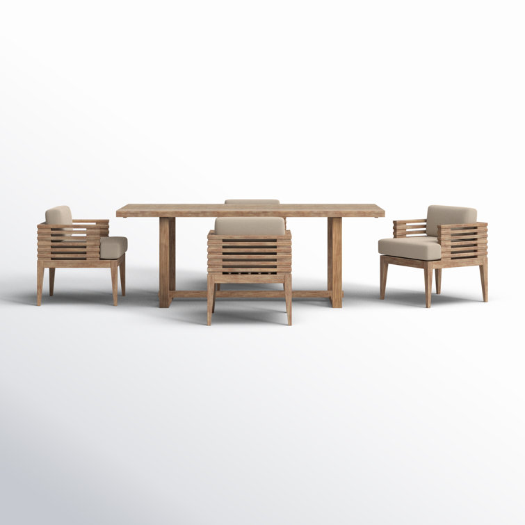 Aerilyn 82'' Rectangular 4 - Person Outdoor Dining Set with Cushions
