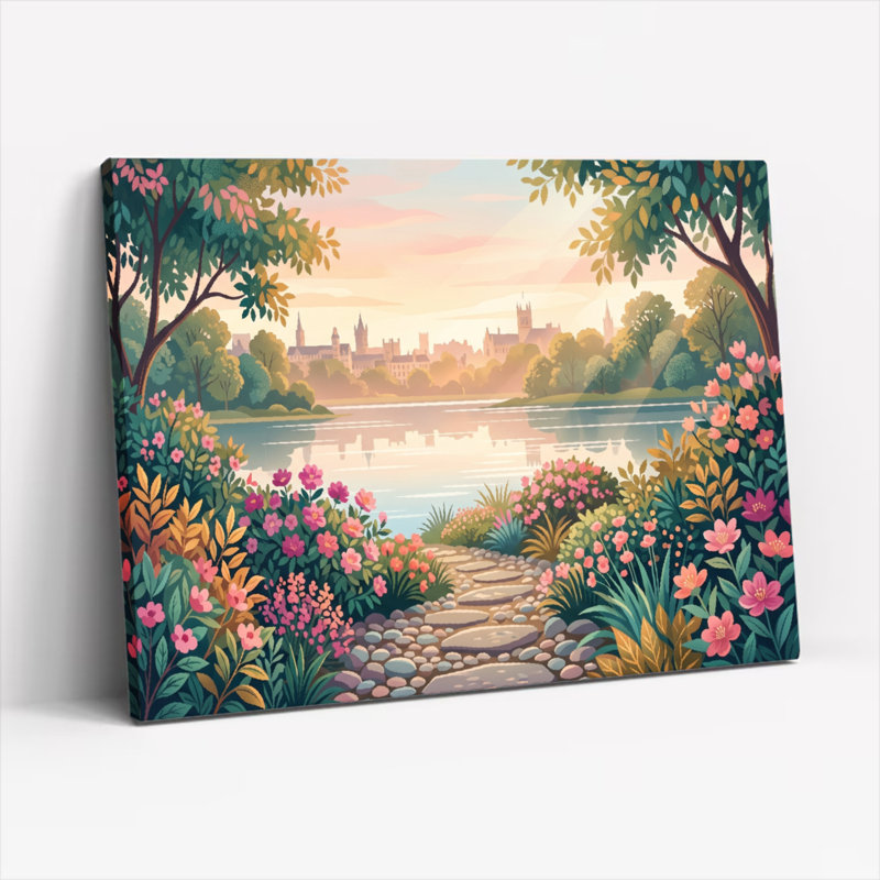 Art mural sur toile Gallery Wrap pour le salon, la chambre à coucher, le bureau ou le vestibule - décoration murale décorative avec chemin de jardin