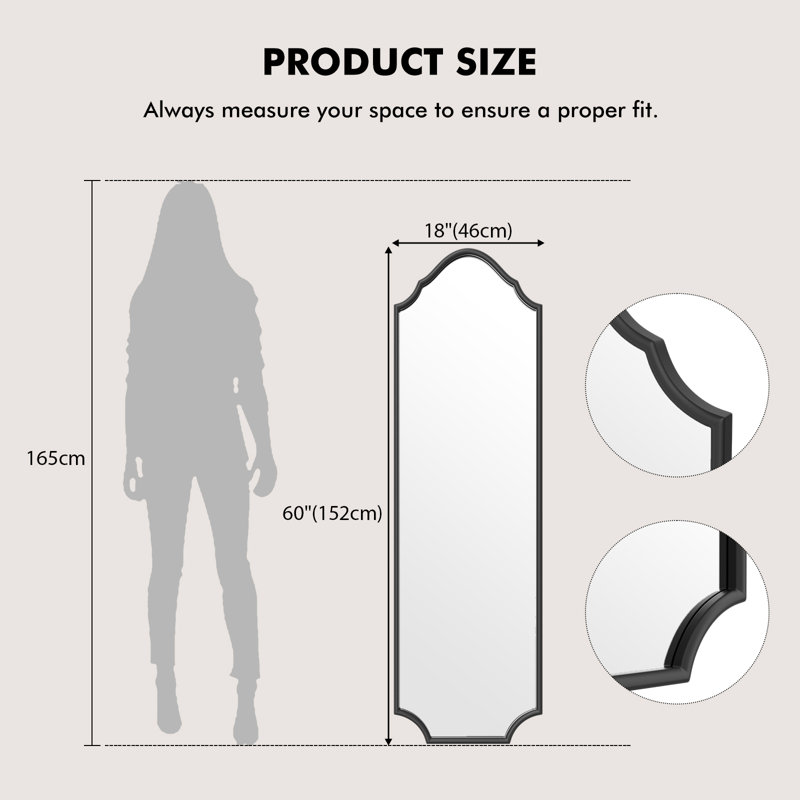 Metal Rectangle Mirror, 60" x 18", Black