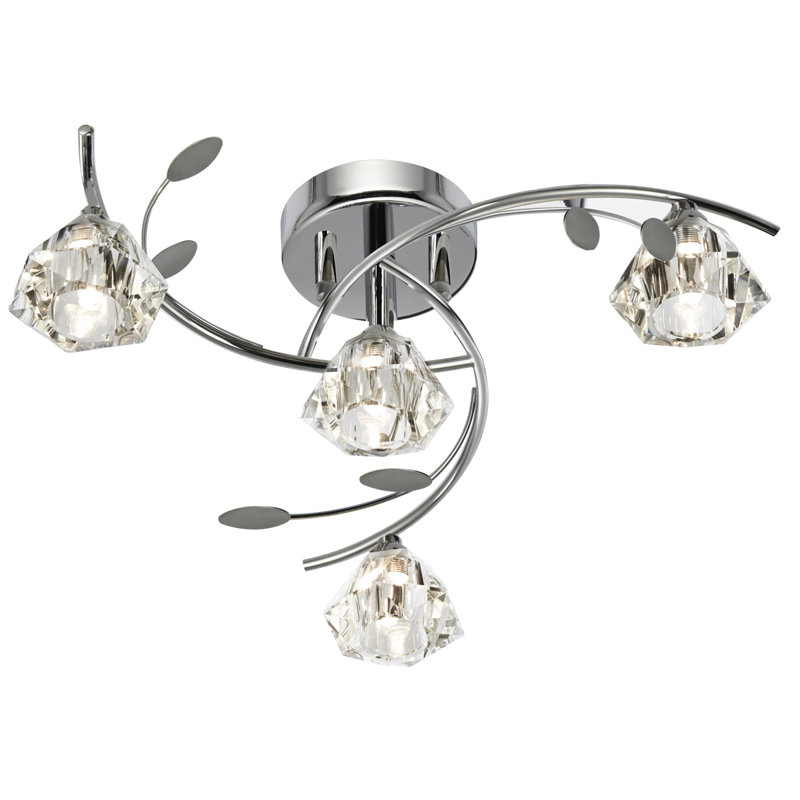 Alan Glass Semi Flush Mount, Chrome