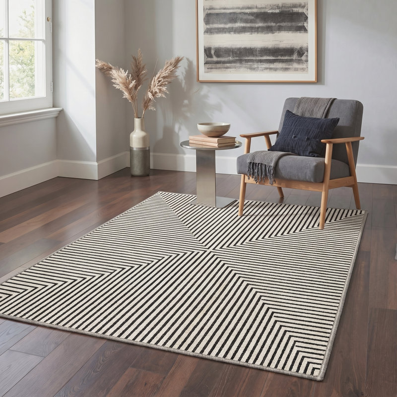 Tapis d'intérieur / noir Coady Aura, Rectangle 8' x 10'