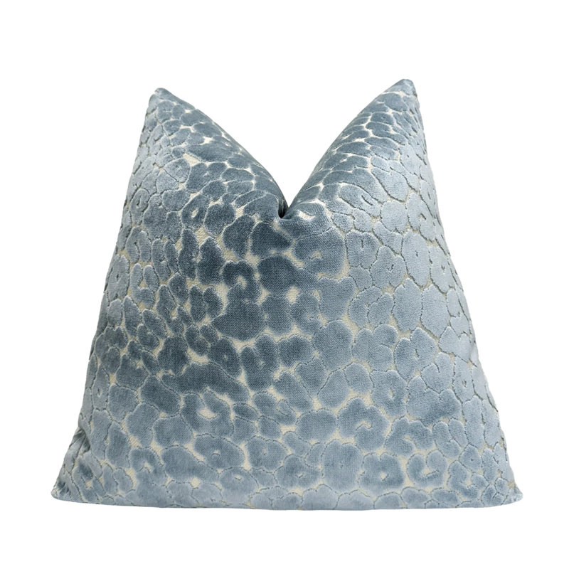 Animal Print Velvet Throw Pillow Cover, 20"H x 20"W, Blue