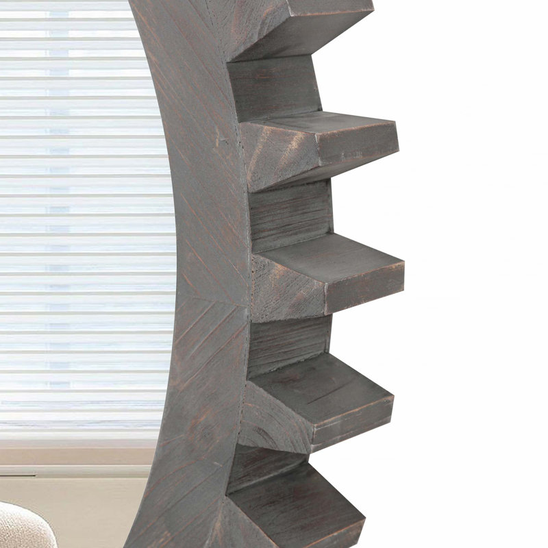  Miroir décoratif rond, 16,53 po x 16,53 po, Marron foncé