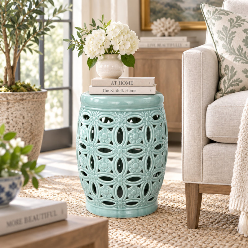 Duluth Ceramic Garden Stool - Celadon