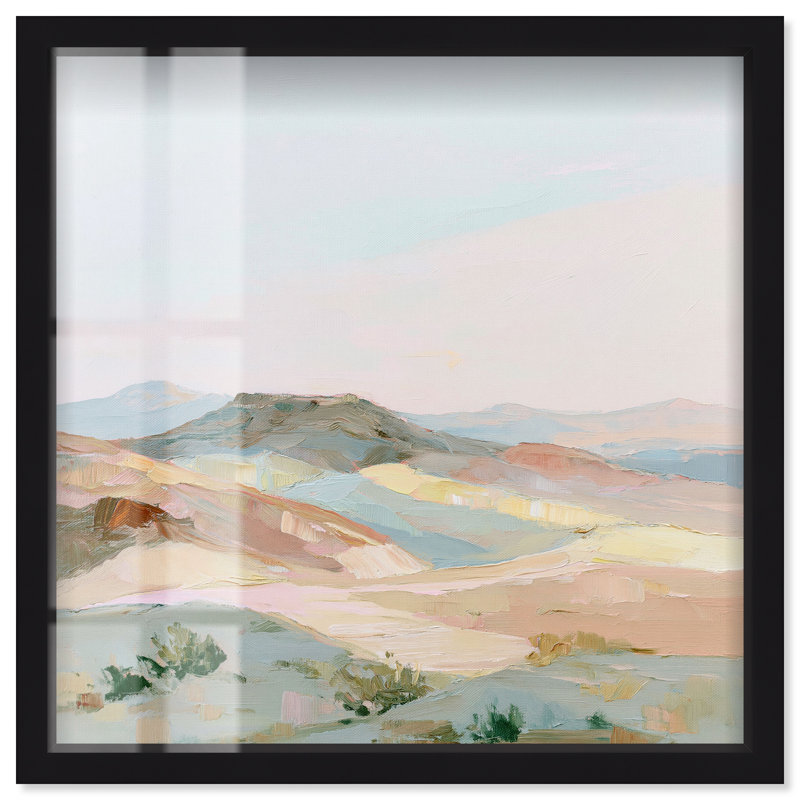«Hazy Heights III Shadowbox Print Modern Landscape» par, H 13 po x l 13 po, Cadre noir