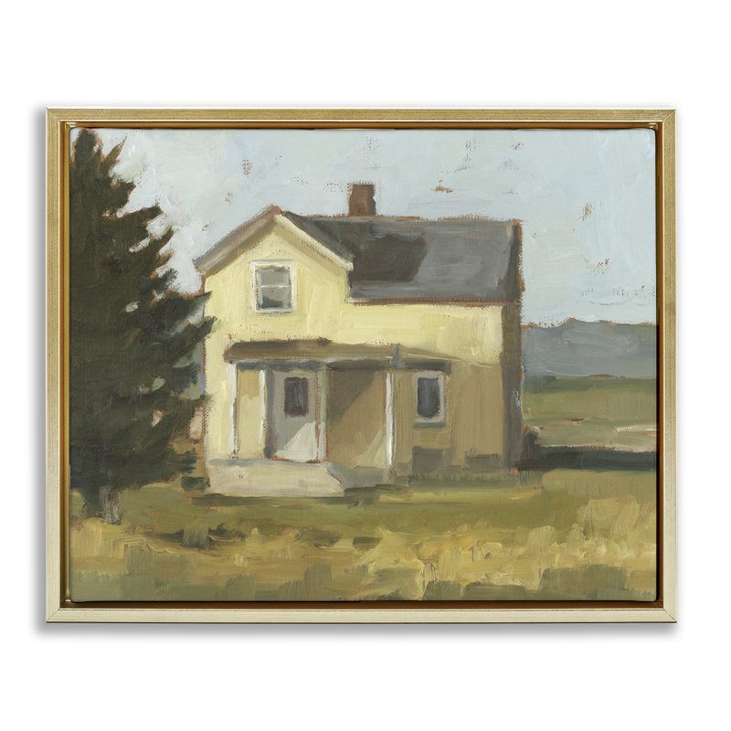 Art mural sur toile flottant, "Étude de chalet isolée", par Ethan Harper, H 25 po x l 31 po, Cadre flottant métallique doré