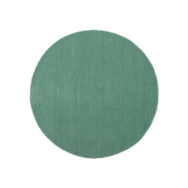 Solid Colour Wool Hand Woven Area Rug, Around 120cm, Turquoise
