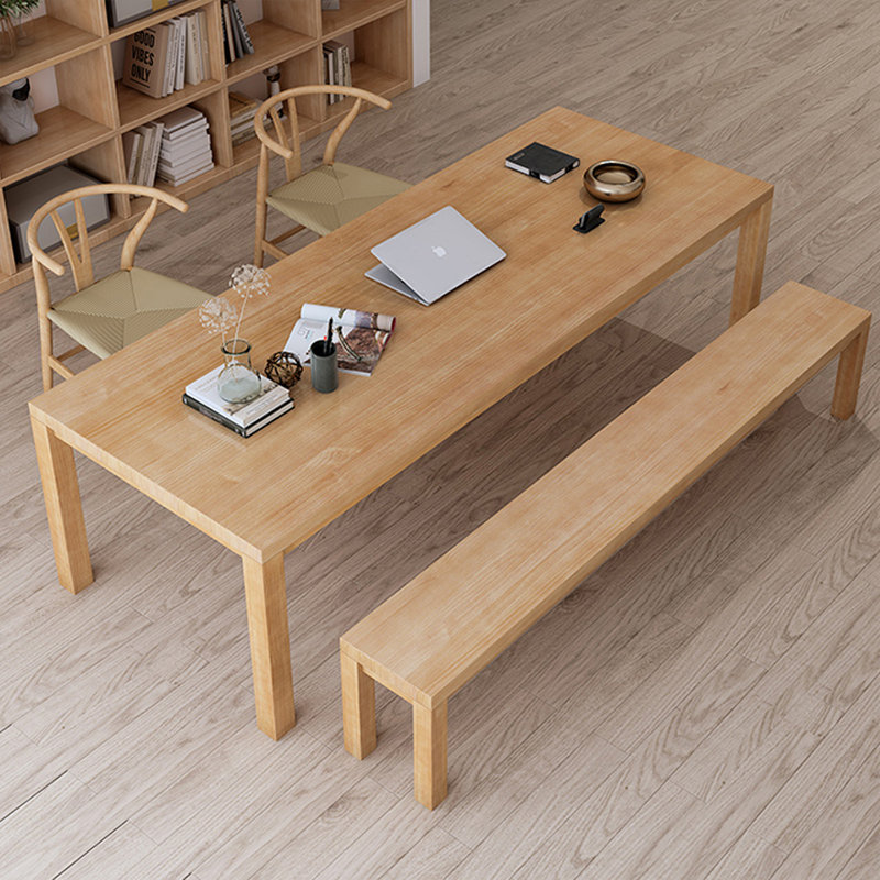 Bureau rectangulaire en bois massif Burlywood, H 29,53 po x l 62,99 po x P 27,56 po