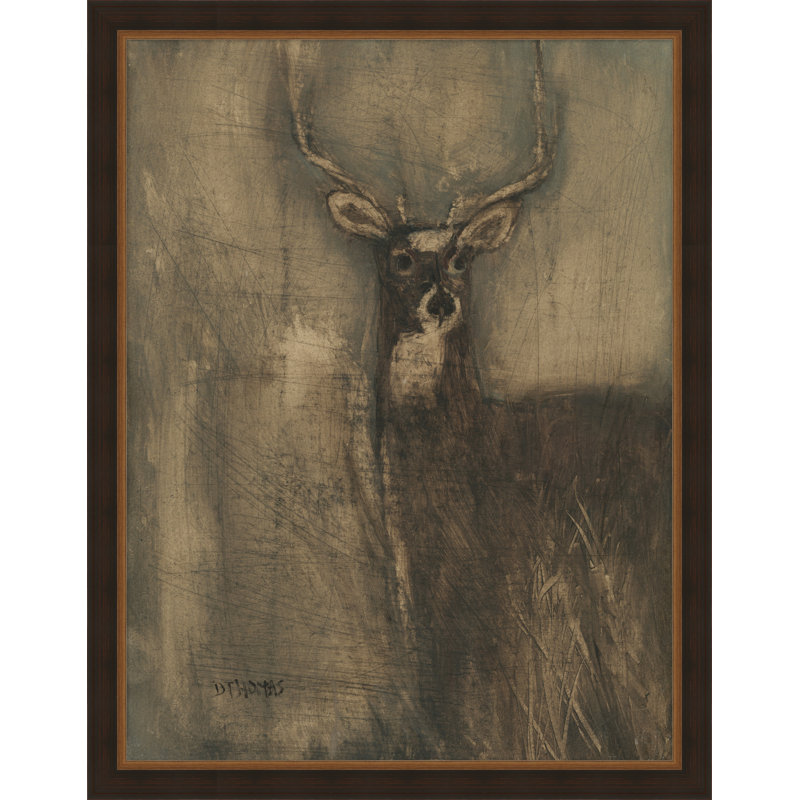 Woodland Deer - Peinture encadrée sur papier