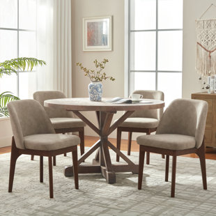 Bason Upholstered Faux Leather Dining Chairs