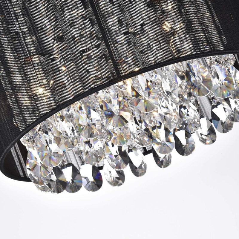 Plafonnier en cristal 3 lumières Chandelier, Noir