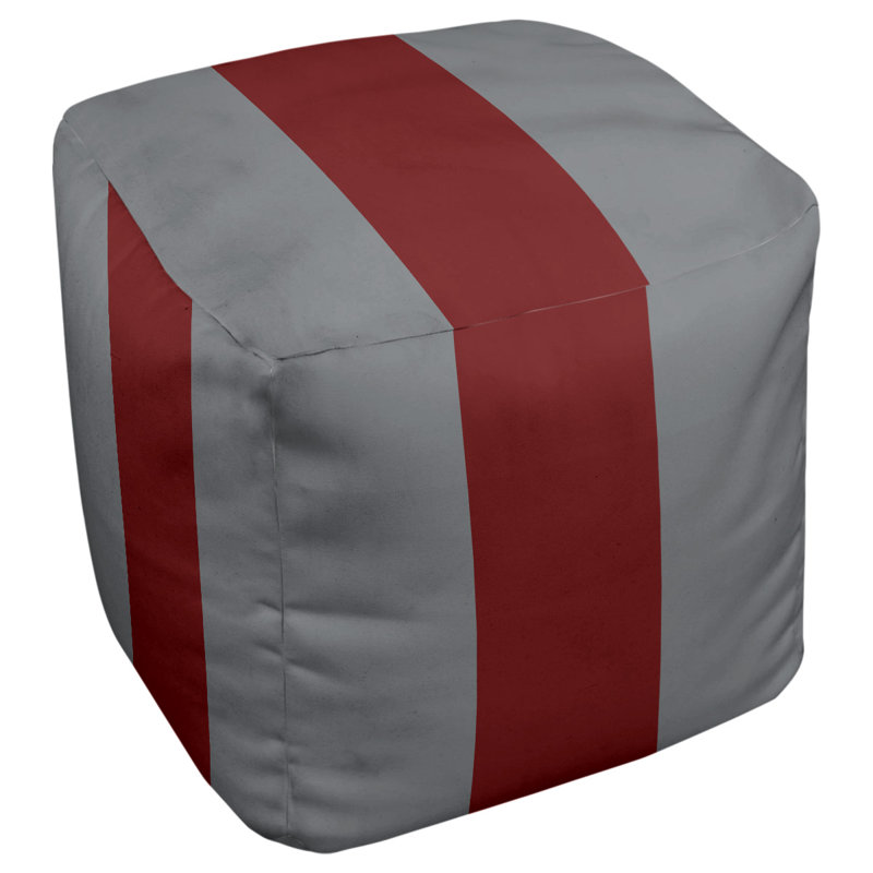 Repose-pieds cube à rayures de floride, Gris foncé / Marron / Gris foncé, H 18 po x l 18 po x P 18 po