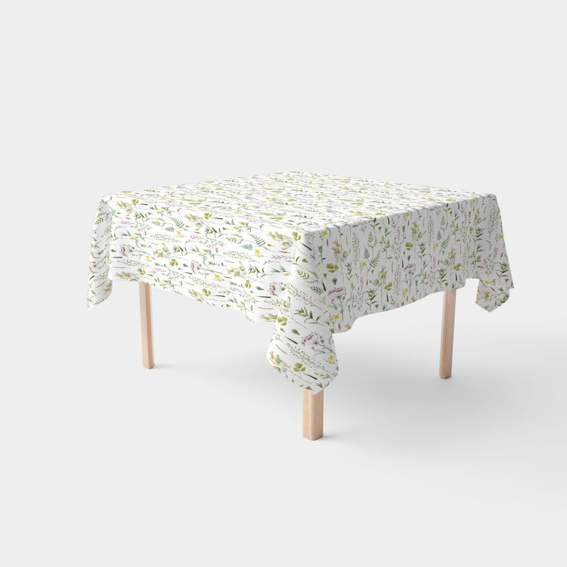 Square Tablecloth, 100% Cotton, 52X52", Botanical Stripe