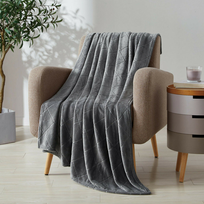 Jeté en molleton ultra doux, Gris anthracite