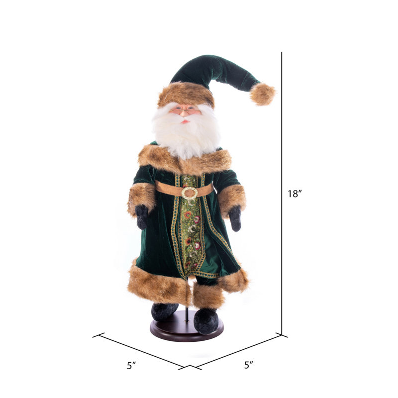 La poupée de père Noël en velours vert émeraude de 18 po avec support Holiday Aisle®.