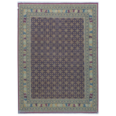 Wool Oriental Area Rug in Purple/Taupe