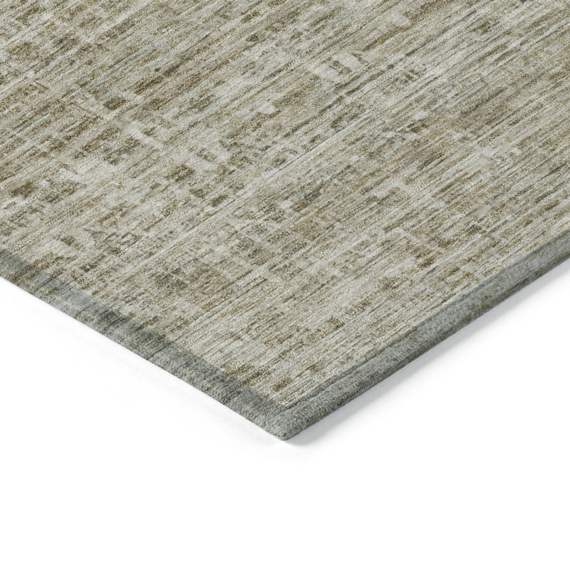 Machine Washable Indoor/Outdoor Xhevrie Taupe Rug, Rectangle 8' x 10'