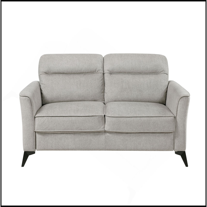 Causeuse de salon moderne en microfibre brun clair avec revêtement en microfibre et siège confortable avec pieds en métal noir, mobilier contemporain, 1 pièce