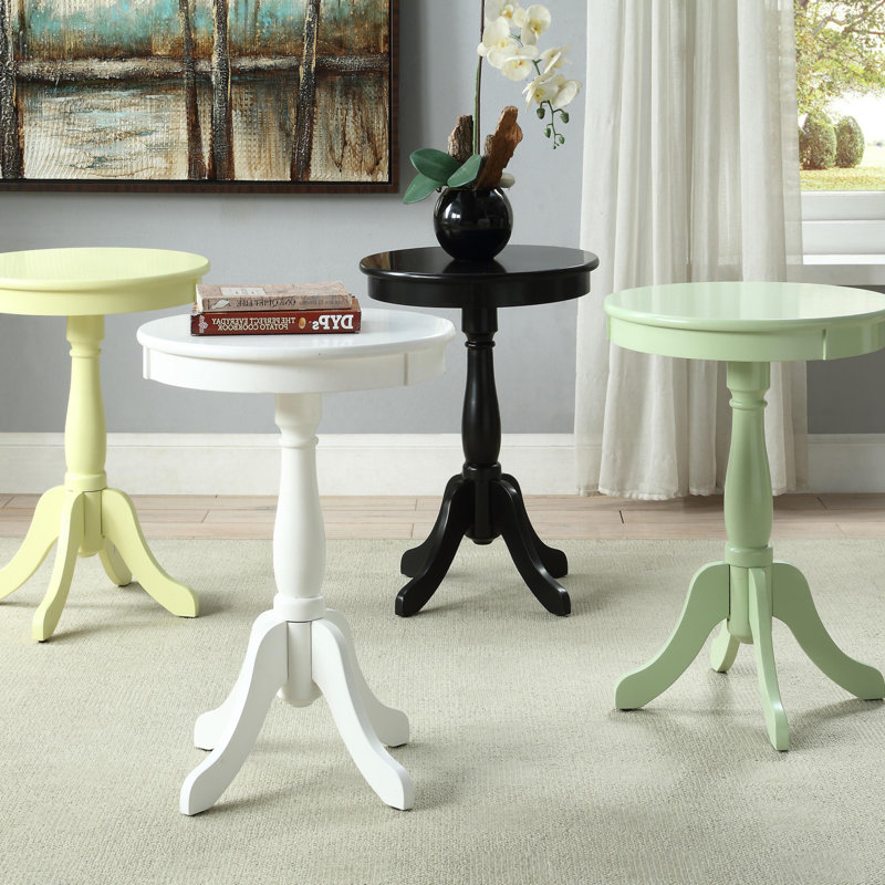 Table d'appoint blanche avec piédestal tourné