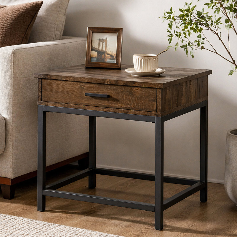 Table de bout carrée, 24.3" H x 26.77" W x 26.77" D, Brown