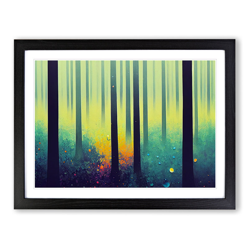Summer Forest Beauty Vol.3 1 Piece Single Picture Frame Painting, 46cm H x 64cm W x 2cm D, Black