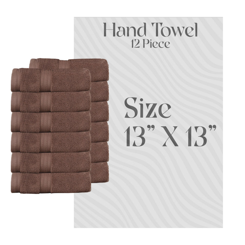 Elegance Essentials 550GSM 100% Cotton Zero Twist Super Absorbent Wash Cloth (Set of 12) - 13"x13", Chocolate