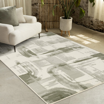 Tapis crème moderne abstrait 7 x 10 Manzelli