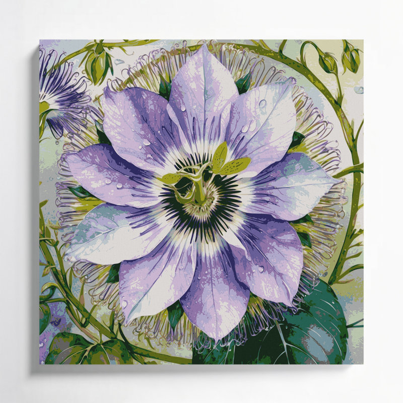 Art mural sur toile Botanical Passion Flower, H 12 po x l 12 po